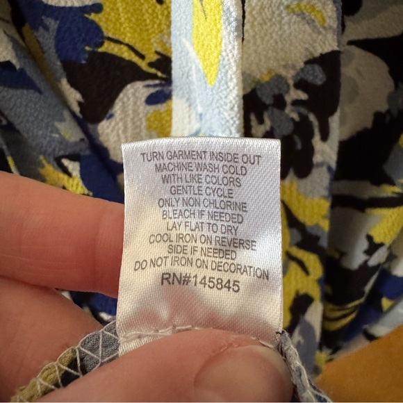 ALISON ANDREWS | Chic Floral Midi Dress Blue Yellow Button Down Short Sleeve - Picture 8 of 11